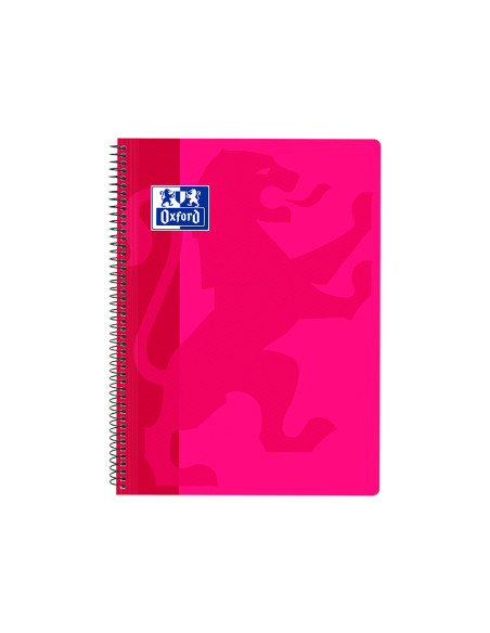 Cuaderno espiral oxford school classic tapa polipropileno folio 80 h cuadro 4 mm con margen fucsia