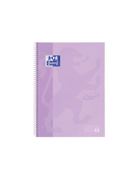 OXFORD CUADERNO TOUCH EUROPEANBOOK 1 WRITE&ERASE 80H A4+ 5X5MM MICROPERFORADO T/EXTRADURA PACK 5 UD MALVA PASTEL