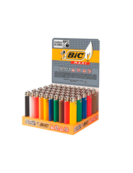 Encendedor bic maxi j26 expositor de 50 unidades colores surtidos