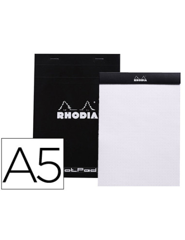 Bloc nota rhodia black dot pad din a5 80 hojas 80 g/m2 liso con puntos negros 5 mm perforado