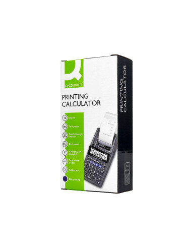 Calculadora q-connect impresora pantalla papel kf11213 12 digitos tinta azul