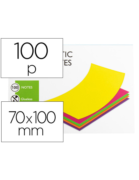 Bloc de notas electrostaticas quita y pon q-connect 70x100 mm 100 hojas 5 colores fluorescentes