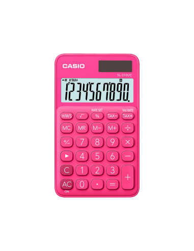 Calculadora casio sl-310uc-rd bolsillo 10 digitos tax +/- tecla color fucsia