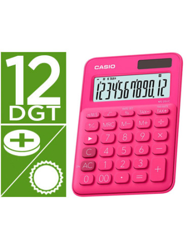 CASIO CALCULADORA DE OFICINA SOBREMESA FUCSIA 12 DÍGITOS MS-20UC