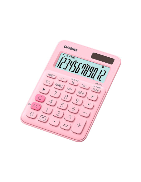 CASIO CALCULADORA DE OFICINA SOBREMESA ROSA 12 DÍGITOS MS-20UC