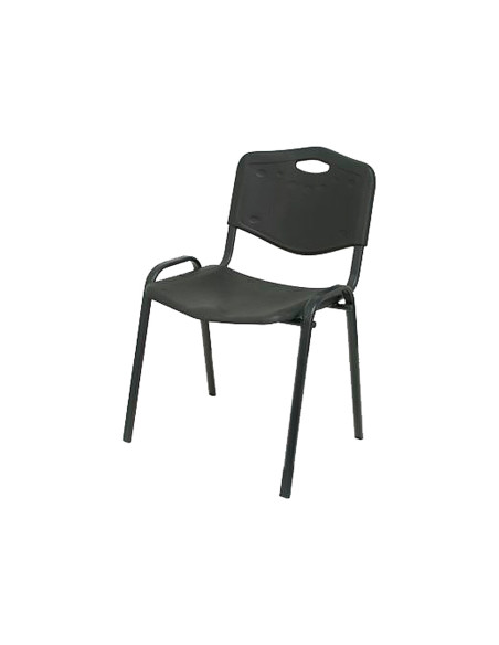 PIQUERAS Y CRESPO SILLA FIJA APILABLE MOD. ROBLEDO ASIENTO Y RESPALDO PVC NEGRO PACK DE 4