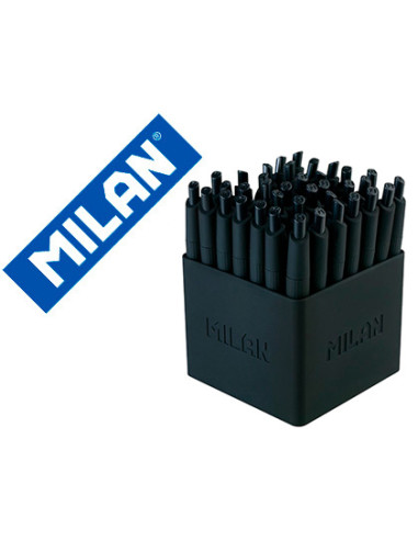 Boligrafo milan p1 retractil 1 mm touch mini negro expositor de 40 unidades