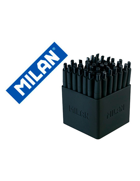 Boligrafo milan p1 retractil 1 mm touch mini negro expositor de 40 unidades