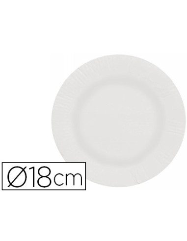 Plato papel reciclable blanco 18 cm paquete 50 unidades