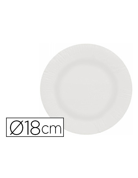 Plato papel reciclable blanco 18 cm paquete 50 unidades