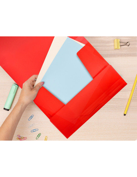 Carpeta liderpapel gomas solapas 34960 polipropileno din a4 rojo translucido