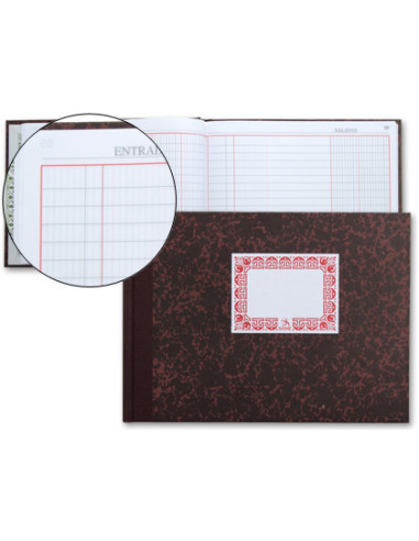 DOHE CUADERNO CARTONÉ CAJA 100H NUMERADAS CUARTO APAISADO 70GR BURDEOS