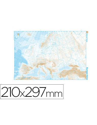 Mapa mudo b/n din a4 europa fisico