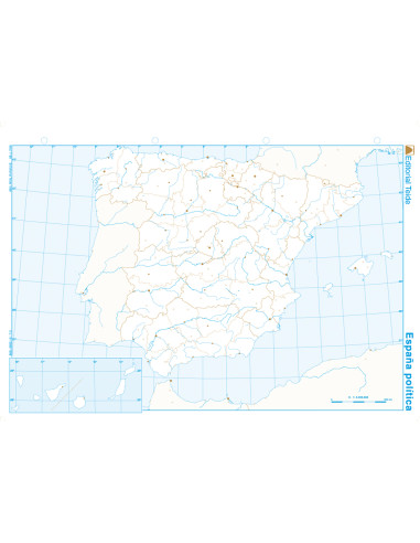 Mapa mudo b/n din a4 españa politico