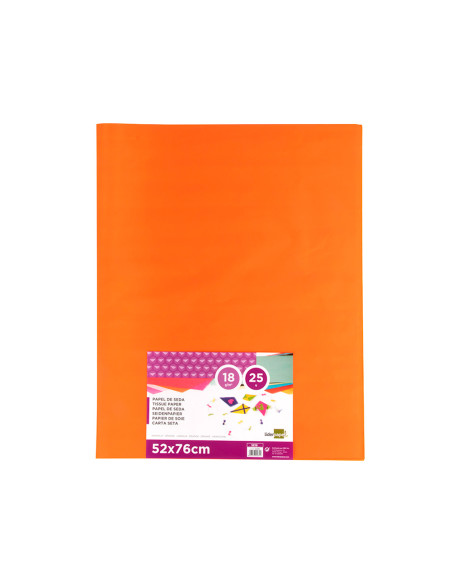 Papel seda liderpapel naranja 52x76 cm 18 gr paquete de 25 hojas