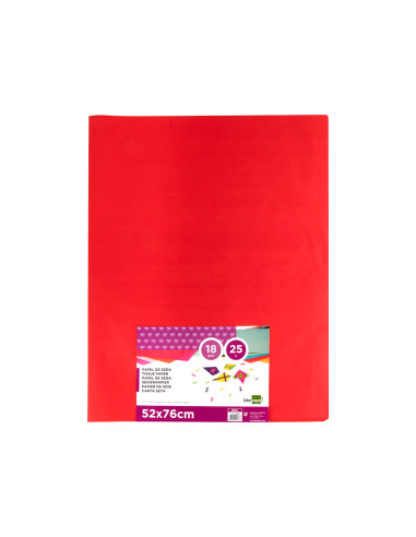 Papel seda liderpapel rojo 52x76 cm 18 gr paquete de 25 hojas