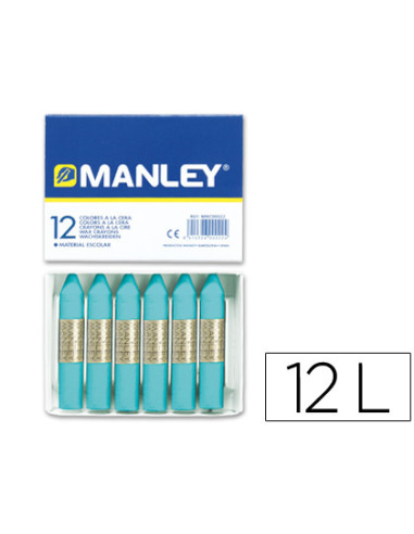 MANLEY ESTUCHE DE 12 CERAS 60MM (16) AZUL TURQUESA