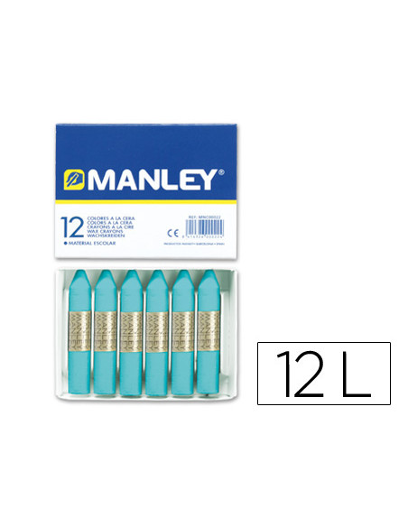 MANLEY ESTUCHE DE 12 CERAS 60MM (16) AZUL TURQUESA