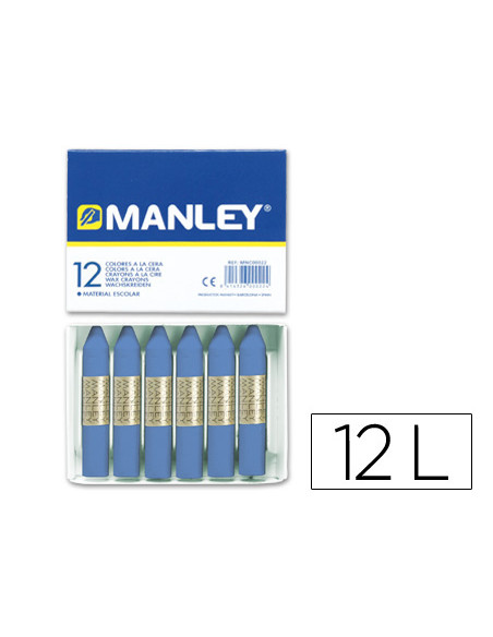 MANLEY ESTUCHE DE 12 CERAS 60MM (18) AZUL ULTRAMAR