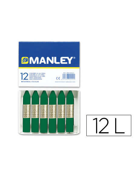 MANLEY ESTUCHE DE 12 CERAS 60MM (24) VERDE ESMERALDA