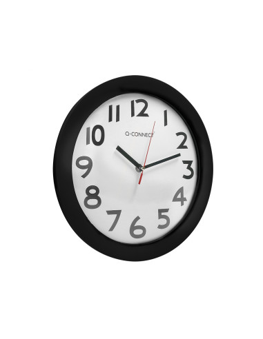 Reloj q-connect de pared plastico oficina redondo 30 cm marco negro