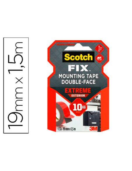 Soporte adhesivo cinta scotch doble cara superresintente 1,5 mt x 19 mm