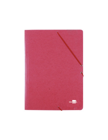 Carpeta liderpapel gomas folio 3 solapas carton prespan roja