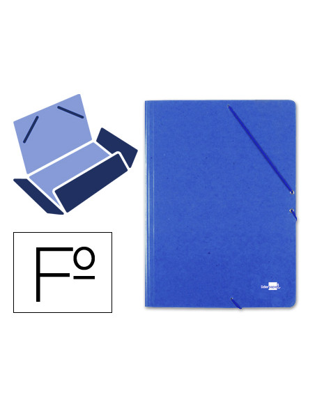 Carpeta liderpapel gomas folio 3 solapas carton prespan azul