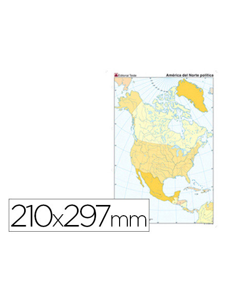 Mapa mudo color din a4 america del norte politico