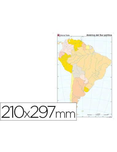 Mapa mudo color din a4 america del sur politico