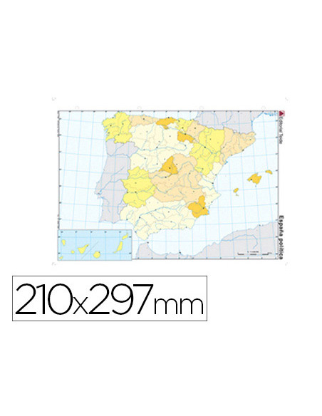 Mapa mudo color din a4 españa politico