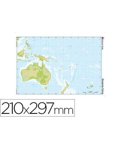 Mapa mudo color din a4 oceania fisico