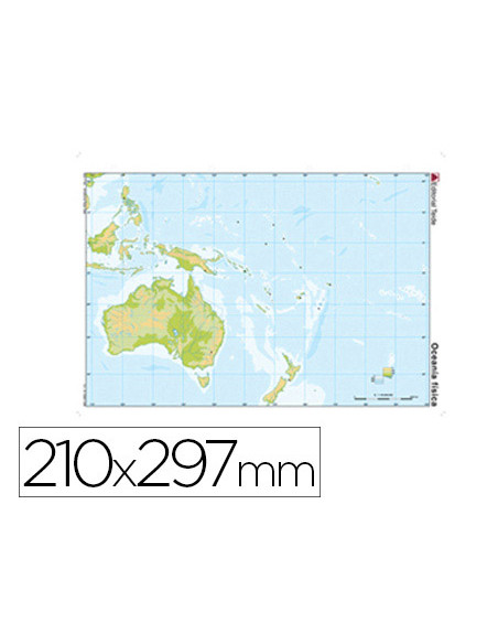 Mapa mudo color din a4 oceania fisico