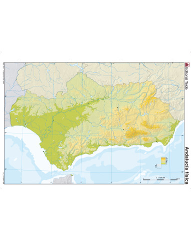 Mapa mudo color din a4 andalucia fisico