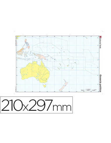 Mapa mudo color din a4 oceania politico