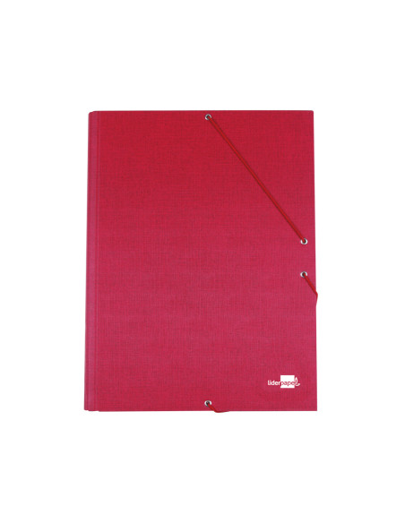 Carpeta liderpapel gomas folio 3 solapas carton forrado roja