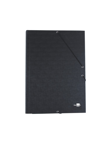 Carpeta liderpapel gomas folio 3 solapas carton forrado negra