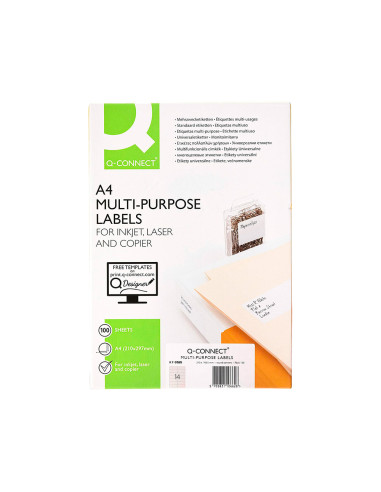 Etiqueta adhesiva q-connect kf01585 tamaño 99,1x38,1 mm fotocopiadora laser ink-jet caja con 100 hojas din a4