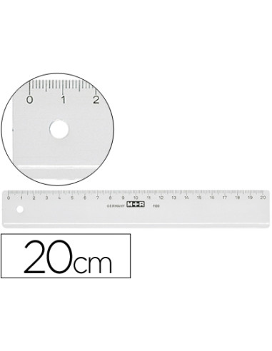 Regla m+r 20 cm plastico transparente