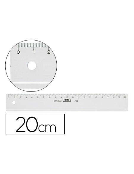 Regla m+r 20 cm plastico transparente