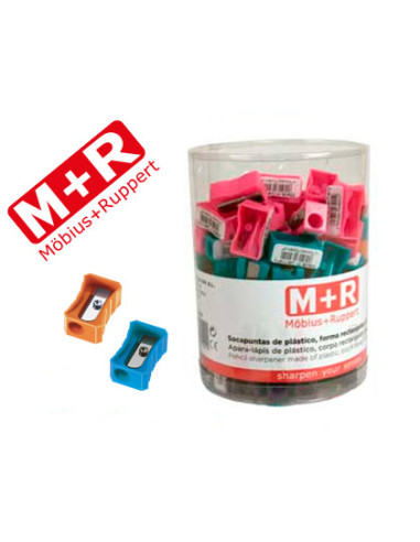 Sacapuntas m+r 304 plastico rectangular 1 uso colores surtidos