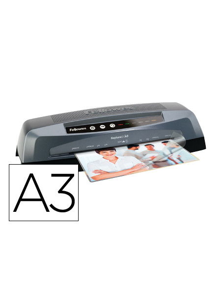 Plastificadora fellowes neptuno din a3 de 4 rodillos frio y caliente hasta 175 mc 570x125x180mm