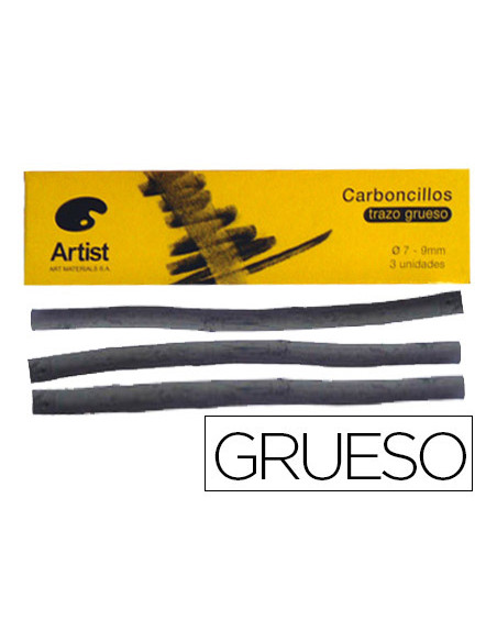 Carboncillo artist grueso 7-9 mm caja de 3 unidades