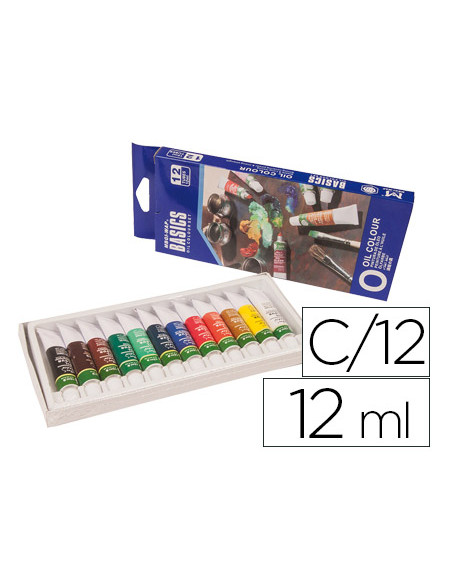 Pintura oleo artist caja carton de 12 colores surtidos tubo de 12 ml