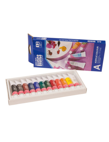 Pintura acrilica artist caja carton de 12 colores surtidos tubo de 12 ml