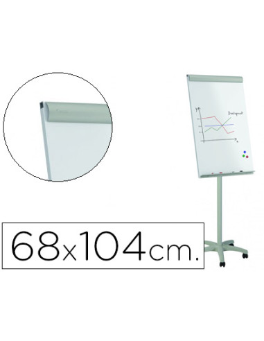 Pizarra blanca rocada para conferencias metalica lacada magnetica con ruedas 68x104 cm