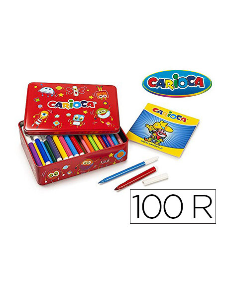 CARIOCA KIT 100 ROTULADORES + ÁLBUM EN CAJA DE METAL C/SURTIDOS