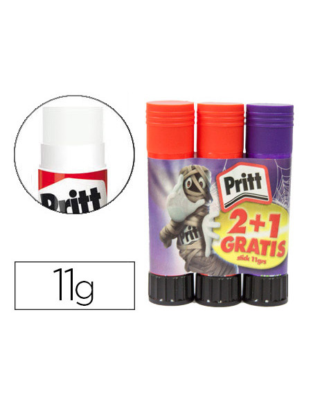 Pegamento pritt en barra 11 gr monsters pack promocional 2+1 sin cargo