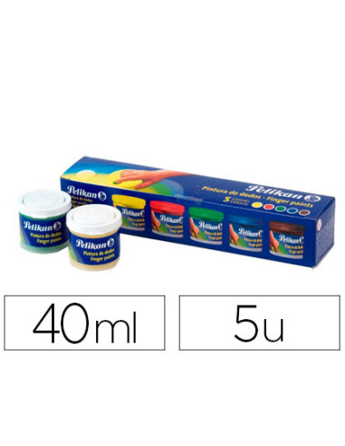 Pintura a dedos pelikan 40 ml cd/40s caja de 5 colores surtidos