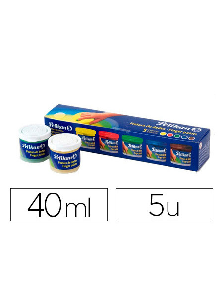 Pintura a dedos pelikan 40 ml cd/40s caja de 5 colores surtidos